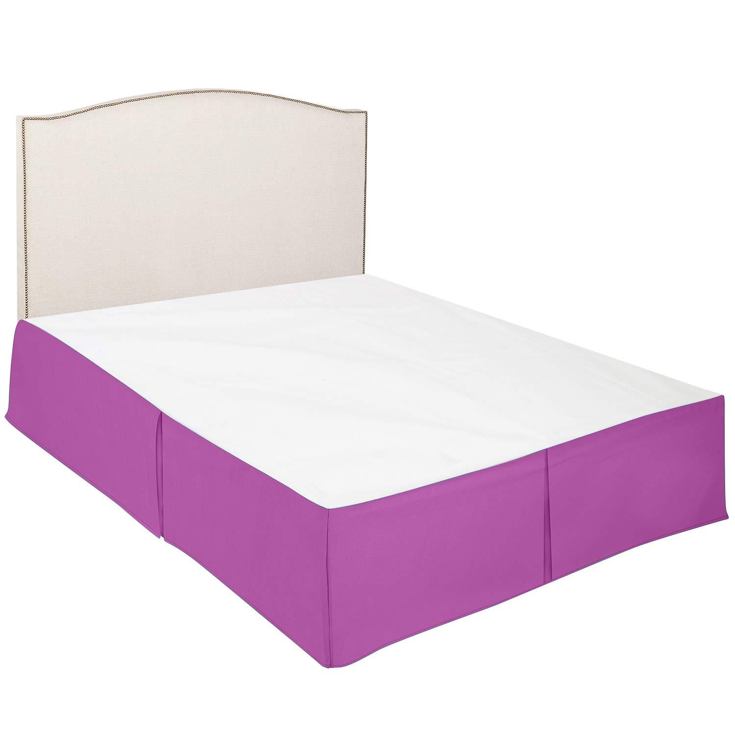 Glamour Bedding Super Soft Tailored Box Pleated Radiant Orchid Purple Bed Skirt 16'' Drop 39 x 80Inches Egyptian Cotton 800 TC Hotel Quality Split Corner Twin XL Bed Skirt Wrinkle & Fade Resistant Bed Cover Skirt
