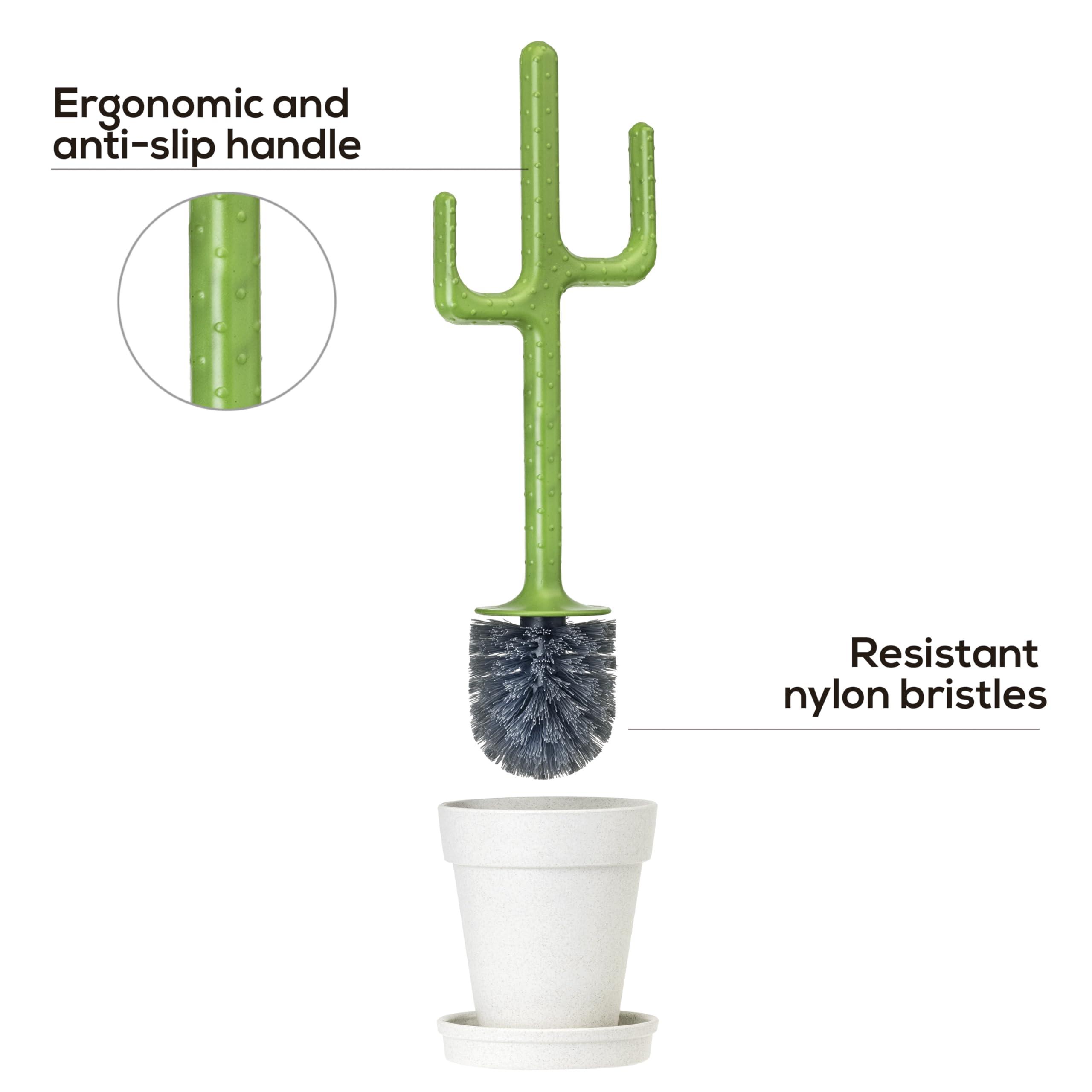 Vigar Vigar Cactus Toilet Brush Set, Toilet Bowl Cleaner with Cactus-Shaped Handle, Planter Base and Saucer for Bathroom Accessories and Cleaning Must Haves