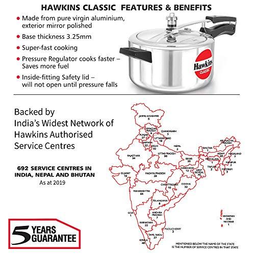 HAWKINS Hawkins Classic Aluminum Pressure Cooker, 4 Litre