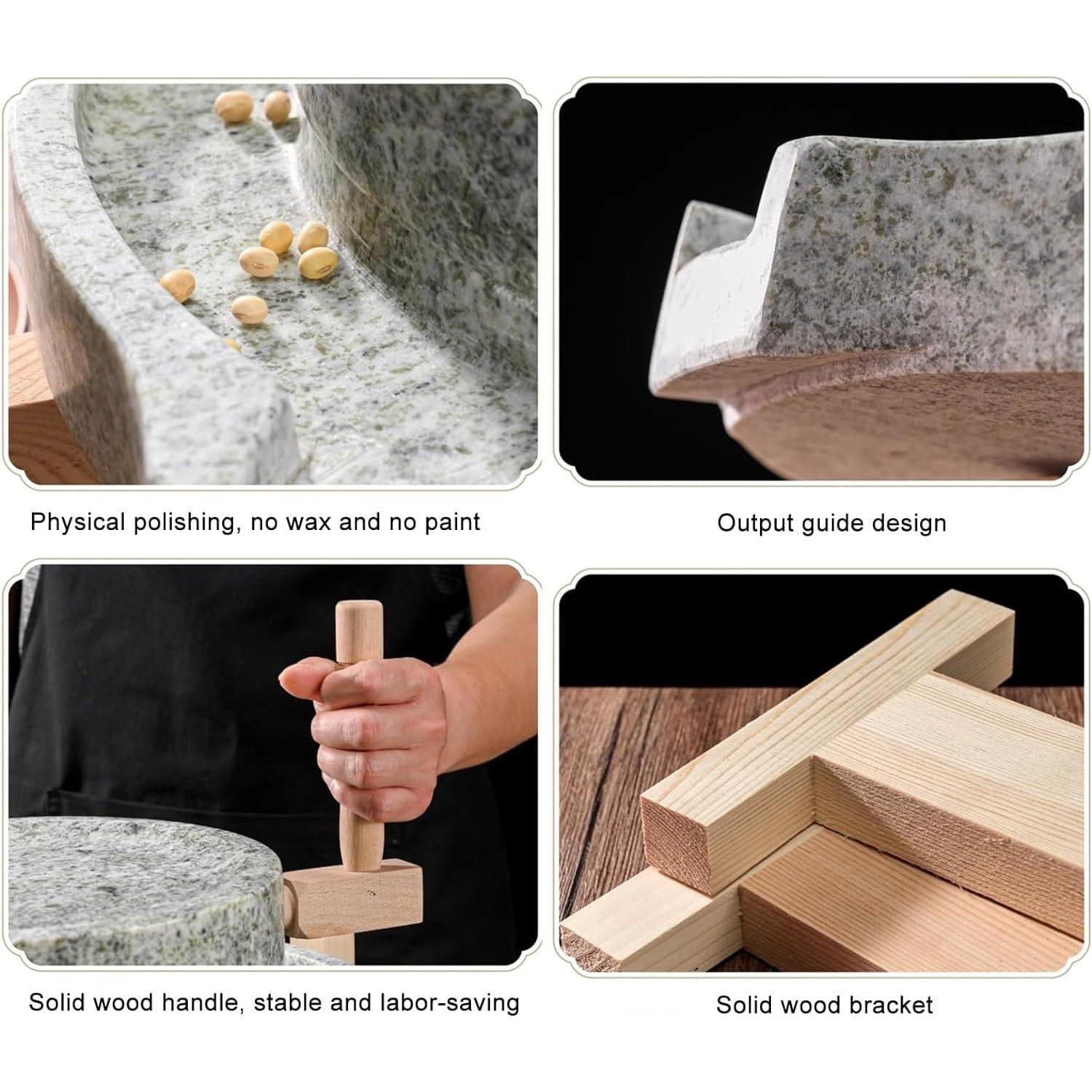 XQZMZSCP Hand Stone Mill, Blue Stone Mill/Pulverizer, Dry/Wet Mill, Nutmeg Grinder, Hand Crank, Classic Grain Grinder