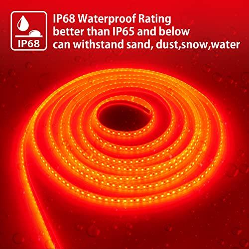 YM E-Bright EverBright Red Led Strip Lights, 5M /16.4Ft 600SMD Waterproof IP68 Flexible Led Light Strip for Undercar Lighting Kits House Bedroom Kitchen TV Party Light Decoration with 5A Power Adapter