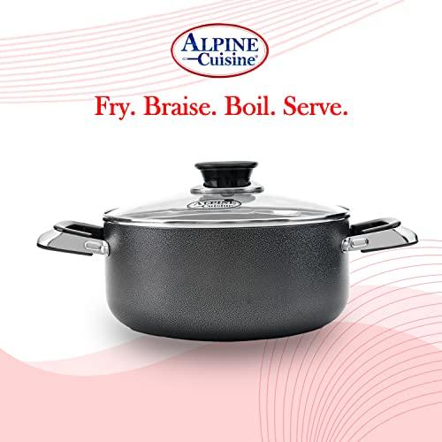 Alpine Cuisine Alpine Cuisine 8.5 Quart Non-stick Stock Pot with Tempered Glass Lid and Carrying Handles, Multi-Purpose Cookware Aluminum Dutch Oven for Braising, Boiling, Stewing
