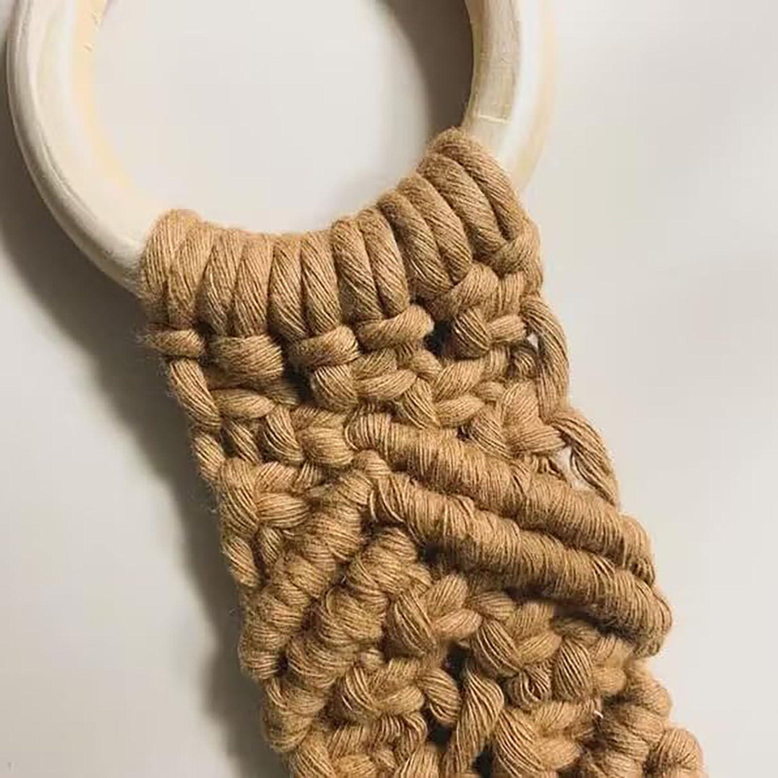 SssHfff Macrame Knit Hanging Kitchen Towel Holder,Handmade Knitted Kitchen Towel Rack Hanging,Knitted Hanging Kitchen Towel Rack,Macrame Dish Towel Holder for Kitchen/Bathroom