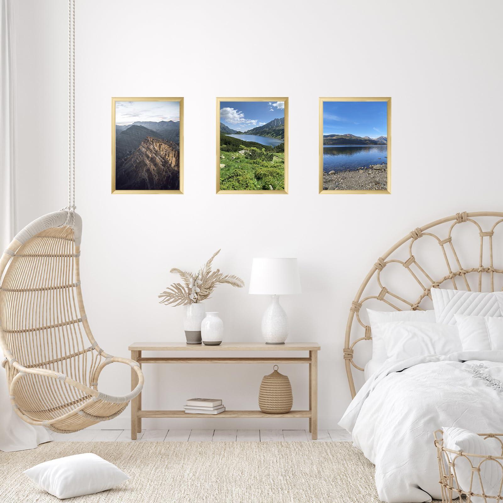 JCJMY JCJMY 9x13 Picture Frame Gold for Wall Hanging, Wall Mounting Horizontally or Vertically, 9 x 13 Wall Gallery Poster Photo Frame with Shatter Resistant Plexiglass, Gold