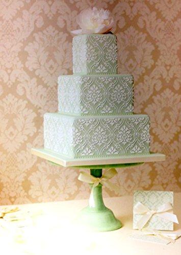 Designer Stencils Designer Stencils C702 Royal Damask Cake Stencil Set, Beige/semi-transparent 3.5 X 3.5, 2.8 X 9.4, 3.5 X 12.25, 4.2 X 12.75