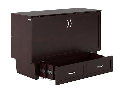 AFI AFI, Chelsea Mid-Century Modern Queen Solid Wood Murphy Bed Chest with Mattress in Espresso