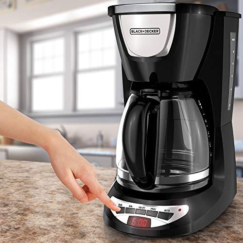 BLACK+DECKER BLACK+DECKER 12-Cup Programmable Coffee Maker, DCM100B, Duralife Carafe, Easy-View Water Window, Removable Filter Basket
