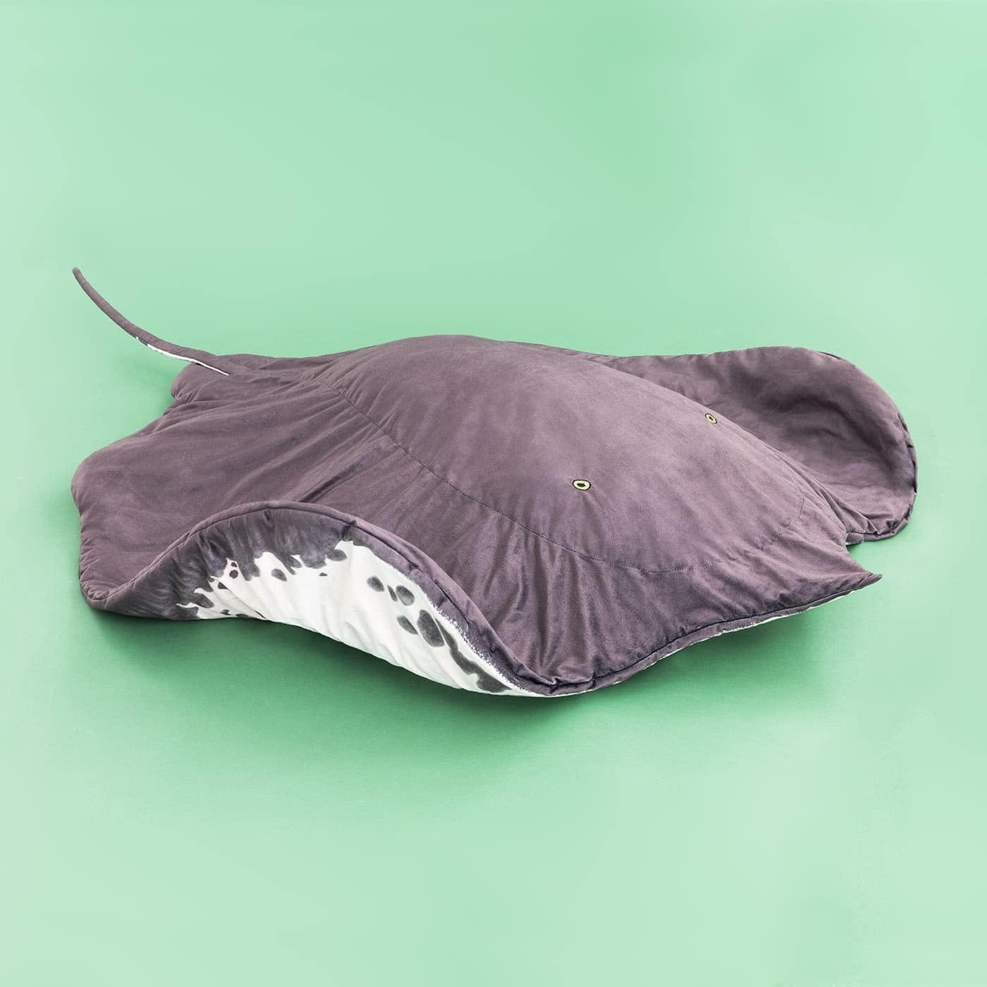 Furvana Manta Ray Stuffed Animal Stingray Blanket 50\" x 50\" Wearable Blanket, Manta Ray Plush Stuffed Stingray, Soft Cozy Ray Throw Cloak Wrap Gifts for Women Adults and Kids Christmas