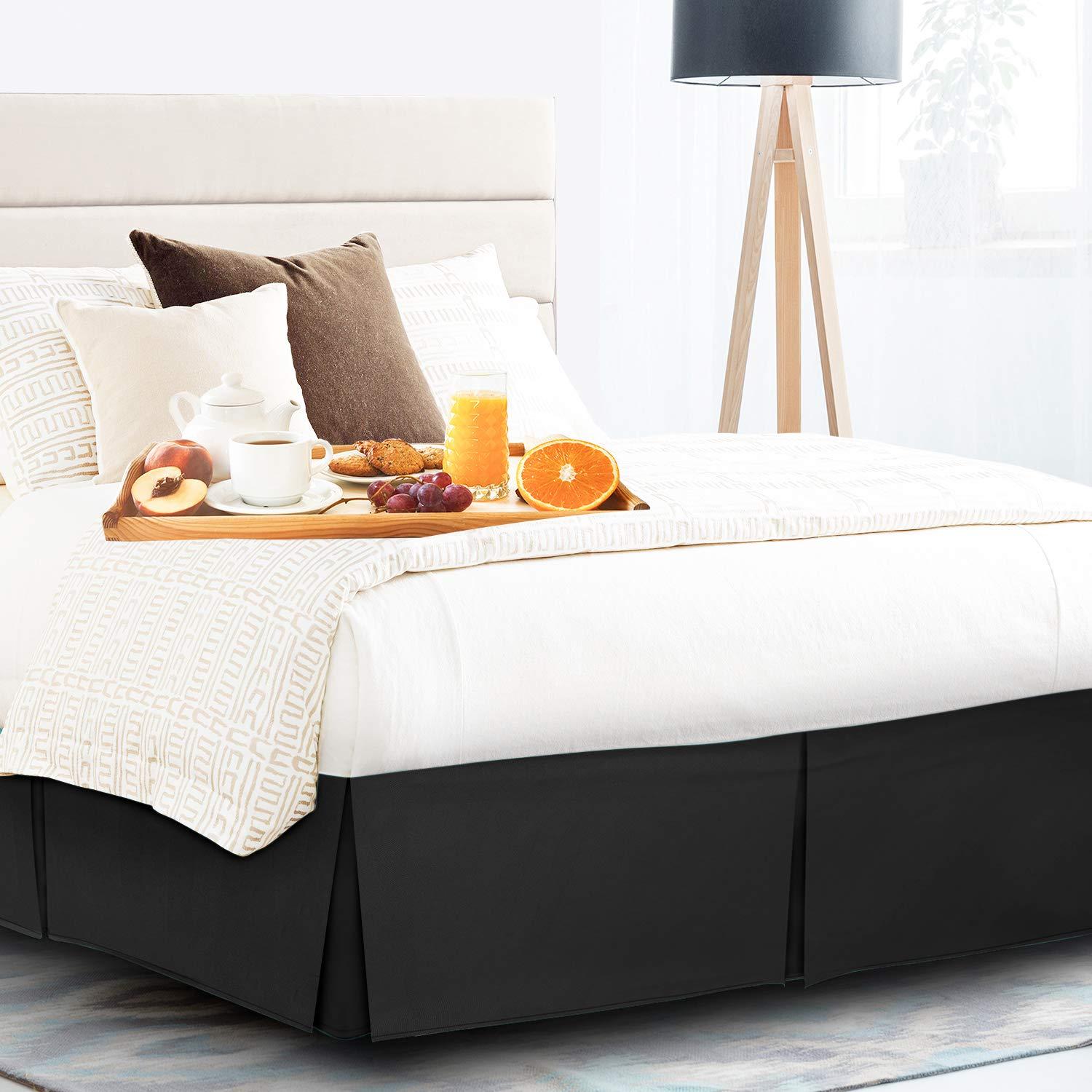 Sajida Cotton Bedding Egyptian Cotton Box Pleated Bed Skirt Twin XL Size with 14 Inches Drop Length 39 x 80 Inches 1000 Thread Count Soft Bed Spring Cover Bed Skirt Easy Fit Winkle & Fade Resistant - Black