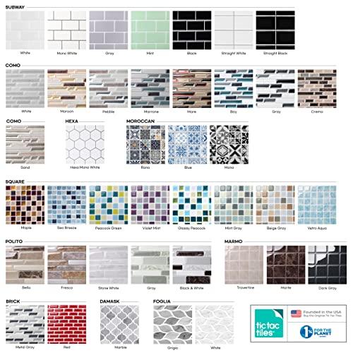 Tic Tac Tiles Tic Tac Tiles Peel and Stick Self Adhesive Removable Stick On Kitchen Backsplash Bathroom 3D Wall Sticker Wallpaper Tiles in Polito Designs (5 Sheets, Bella)