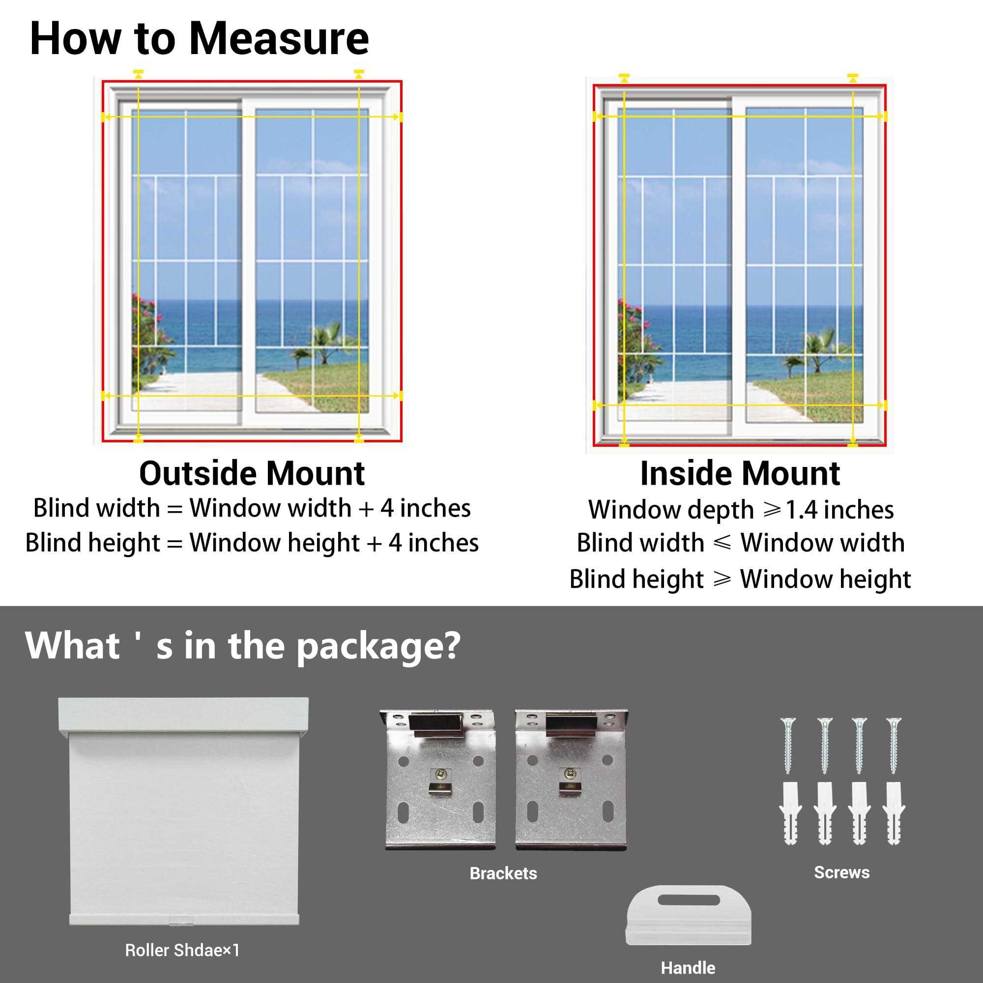 Blindify Blindify Light Filtering Roller Shades for Windows, Cordless Roller Blinds for Windows, Window Shades for Home, Office, Bedroom, Door, White, 67" W x 56" H