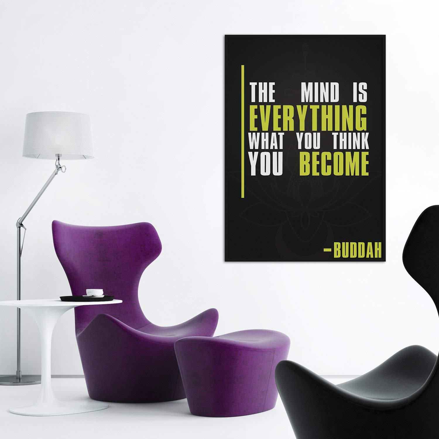 Decords Motivational Quote Wall Poster Print Art - Inspiring Motivation Positive Printable Gift - Buddah The Mind is Everything What You Become