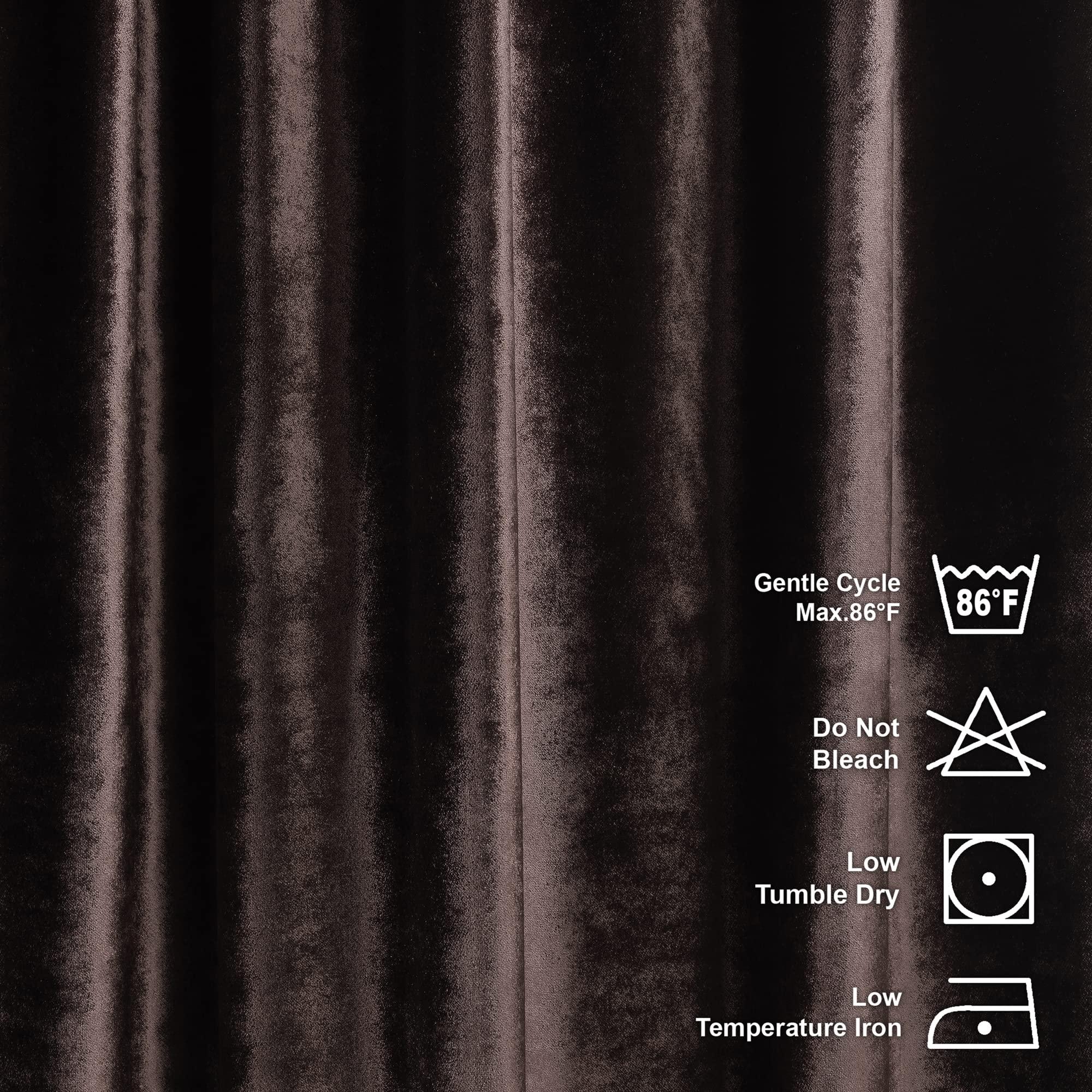 CASANEMA CASANEMA Mocha Extra Long Shiny Velvet Curtains Luxury Colors Light Blocking Hang Back Tap 1 Panel Curtain 5-30 Ft Home Dcor Custom Made Drapes -Made in Turkey (100" W x 120" L)