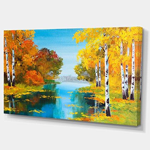 Design Art Birch Forest near the River Landscape on Canvas Art Wall Photgraphy Artwork Print
