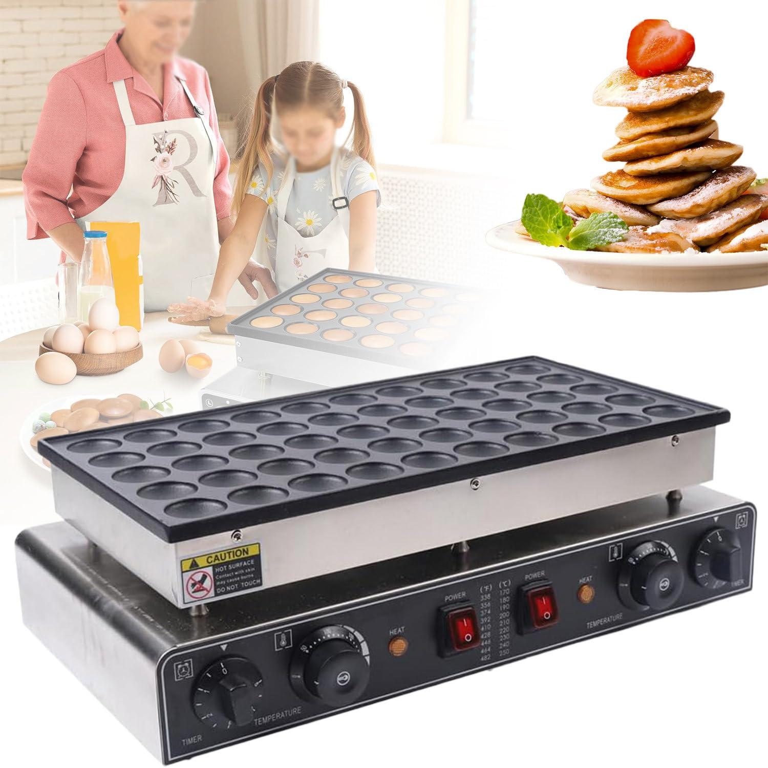 DAZULI 50-Hole Mini Dutch Pancakes Maker, Non-Stick Electric 50-Piece Mini Dutch Pancake Baker Maker Iron Machine