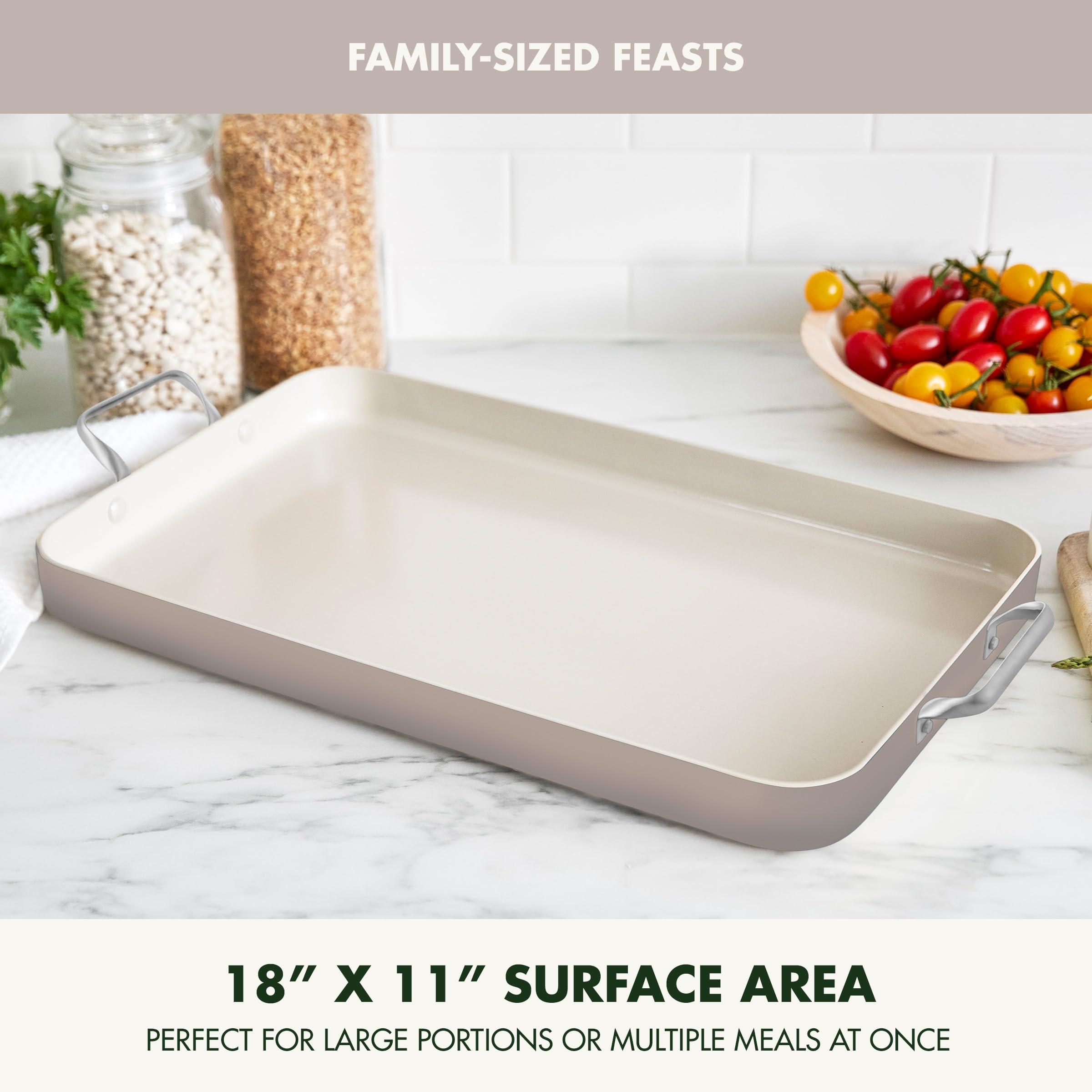 GreenPan GreenPan 18\" x 11\" Double Burner Griddle Pan, Hard Anodized Healthy Ceramic Nonstick PFAS-Free, Stainless Steel Handles, Stovetop Cooking, Dishwasher Safe, Oven & Broiler Safe Cookware, Taupe