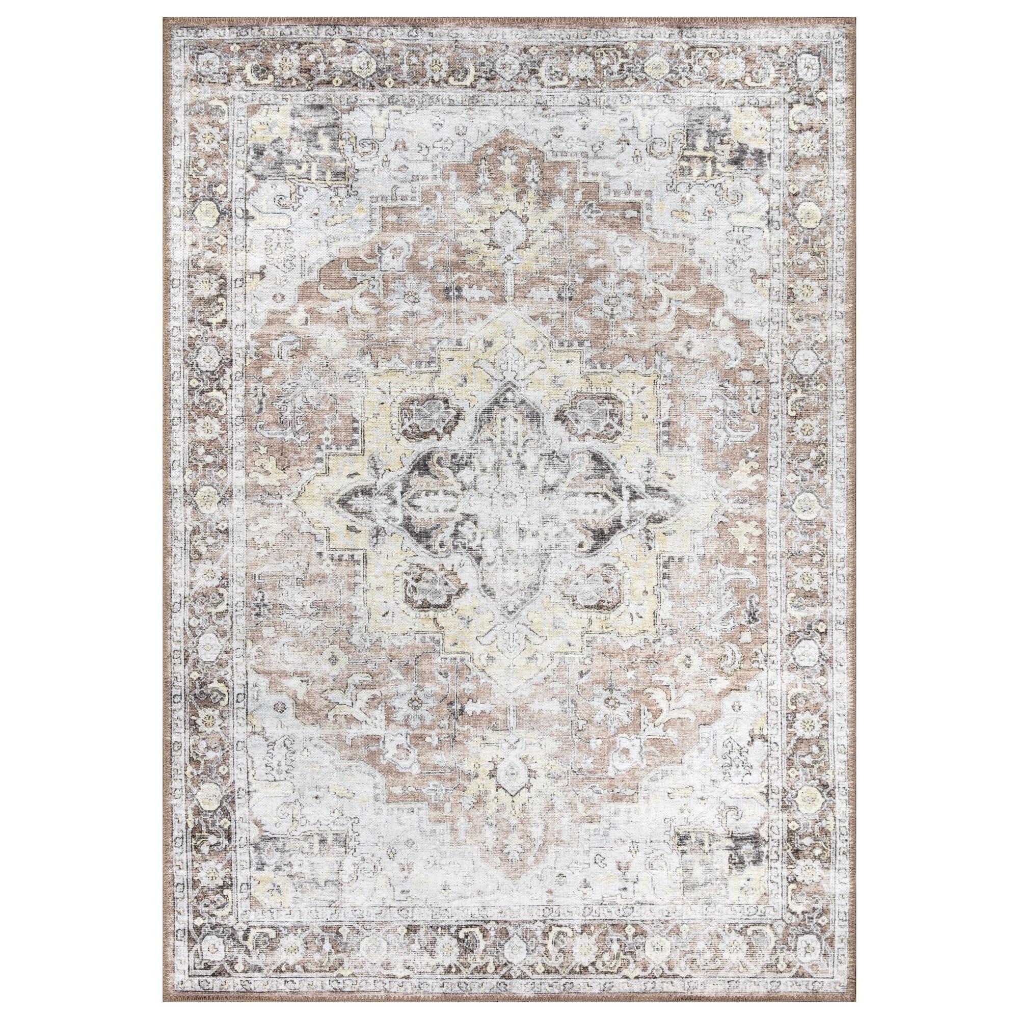 Bloom Rugs Bloom Rugs Washable Non-Slip 6' x 9' Rug - Blush/Beige Traditional Medallion Area Rug for Living Room, Bedroom, Dining Room, and Kitchen - Exact Size: 6' x 9'