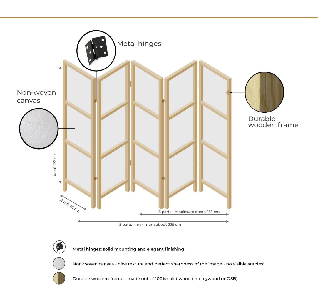 artgeist artgeist Japanese Room Divider Crane Bird Animals Nature 135x171 cm 3 Panel Folding Screen Japan Design Home Decoration Art Deco Abstract g-C-10115-z-b