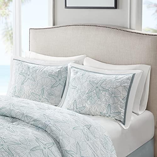 Harbor House Harbor House Cotton Comforter Set - Coastal Oceanic Sealife Design, All Season Down Alternative Bedding with Matching Shams, Bedskirt, Maya Bay, Seafoam Blue Full(80"x90") 4 Piece