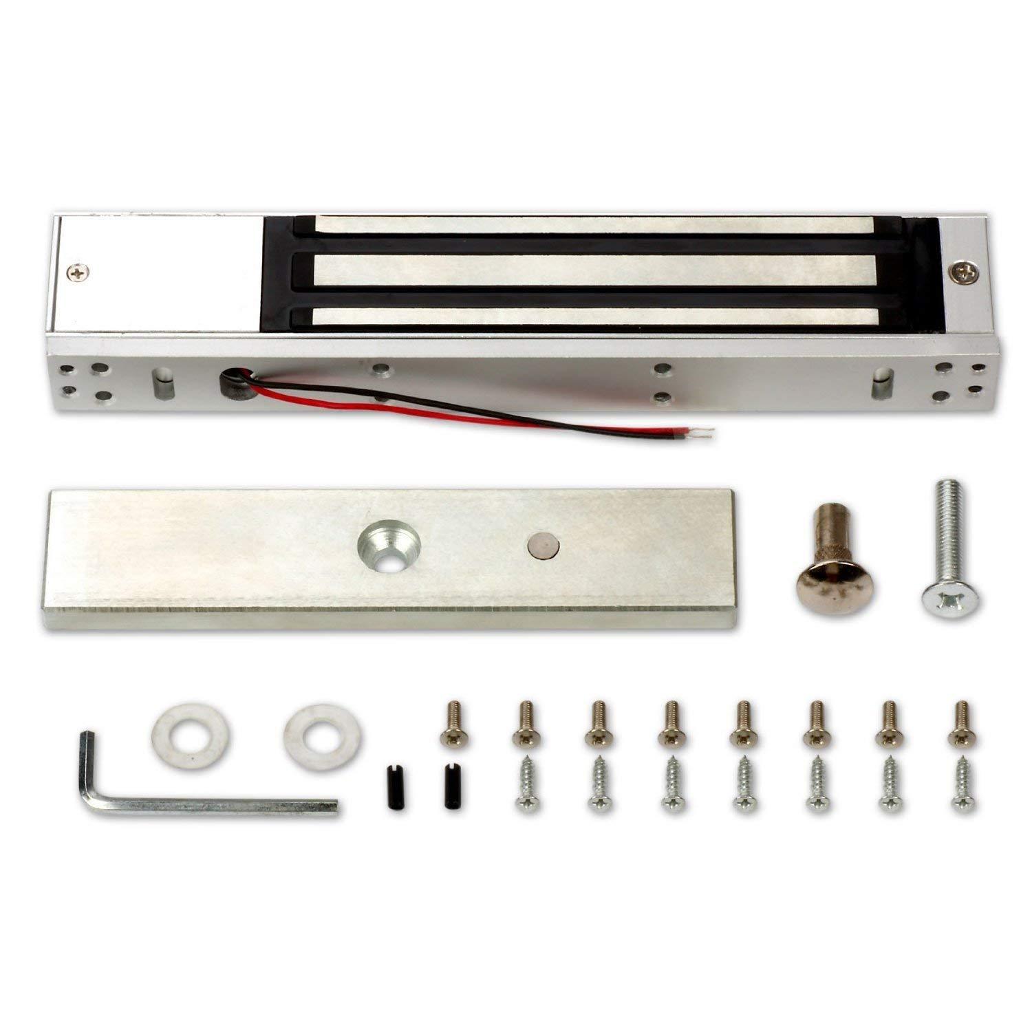 MENGQI-CONTROL MENGQI-CONTROL Inward or Outward Door Remote Open 600lbs Electric Magnetic Lock Keypad Access Control Kit 4 Remote Control ZL Bracket 110-240V Power Supply Unit Push to Exit Button