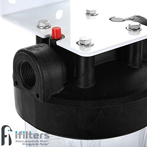 FI iFilters, Nature Provides The Water... We Suppl Well Water Whole House Sediment & Rust Complete Filtration System with Pleated Washable filter, Clear Housing 1\" Ports
