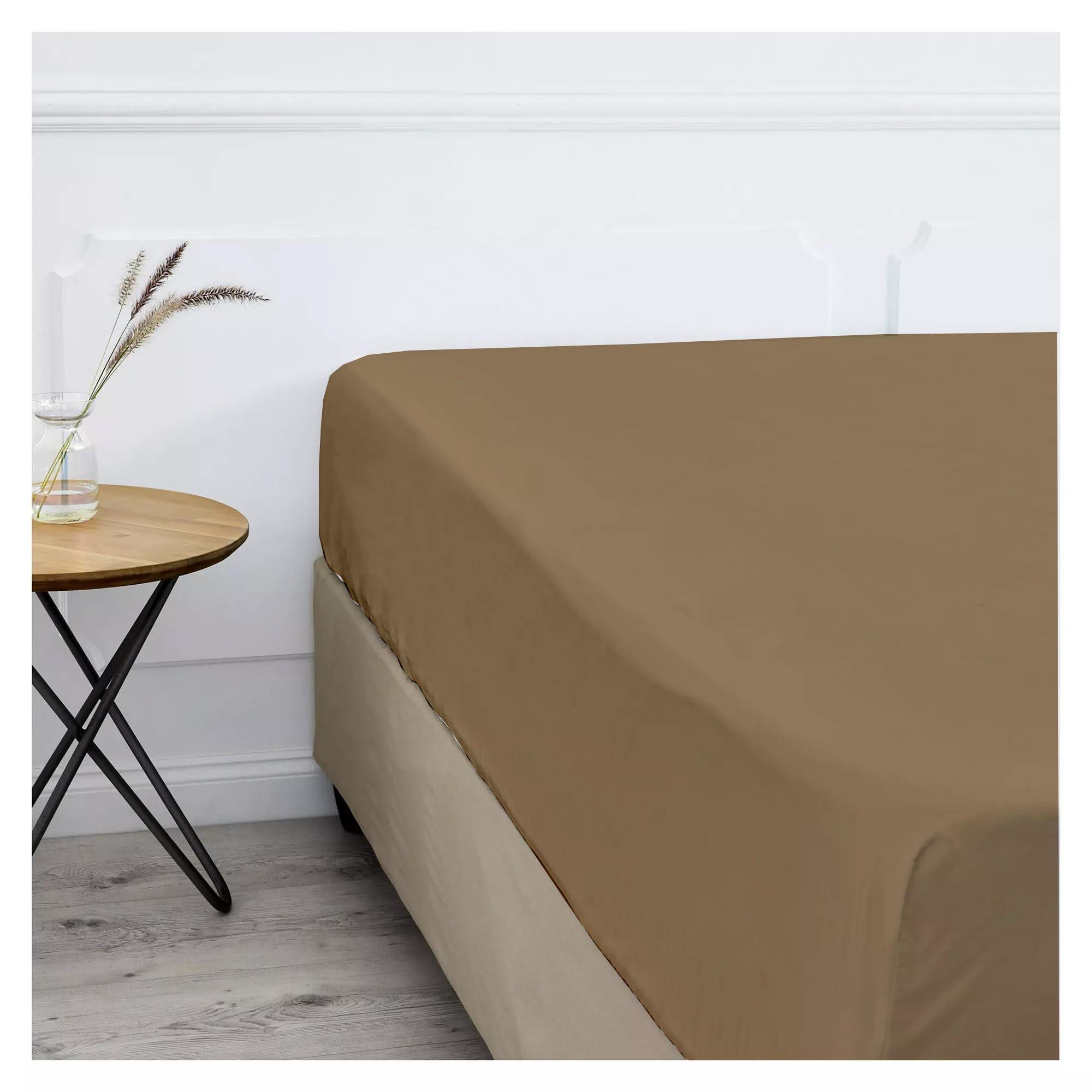 Shreem Linen Split Head Flex Cal-King Sheets for Adjustable Beds, Flex Top Cal-King Sheets for Sleep Number Bed 100% Egyptian Cotton - 4Pcs Sheet Set -28\" Top Split Sheets to fit Upto 16\" Deep (Taupe Solid)