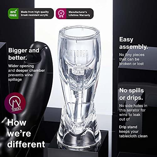Vintorio Vintorio Wine Aerator OMNI Set - Premium Decanter for Red Wine Lovers with Gift Box, Velvet Bag, and Mini Stand - Durable, Crystal Clear Acrylic