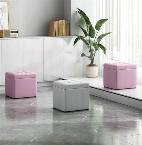 SHGCLKD SHGCLKD Foot Stool, Cube Storage Stool, Bedroom Foot Stool with Storage Function, Leather Storage Stool with High Elastic Cushion(White)