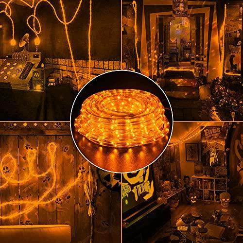WYZworks WYZworks 1656LEDs, 150ft Orange LED Rope Light, Connectable Outdoor Permanent Waterproof Accent Exterior Lighting, Transparent PVC Case, ETL Certified, Holiday Decor, Backyard Patio, Home Garden