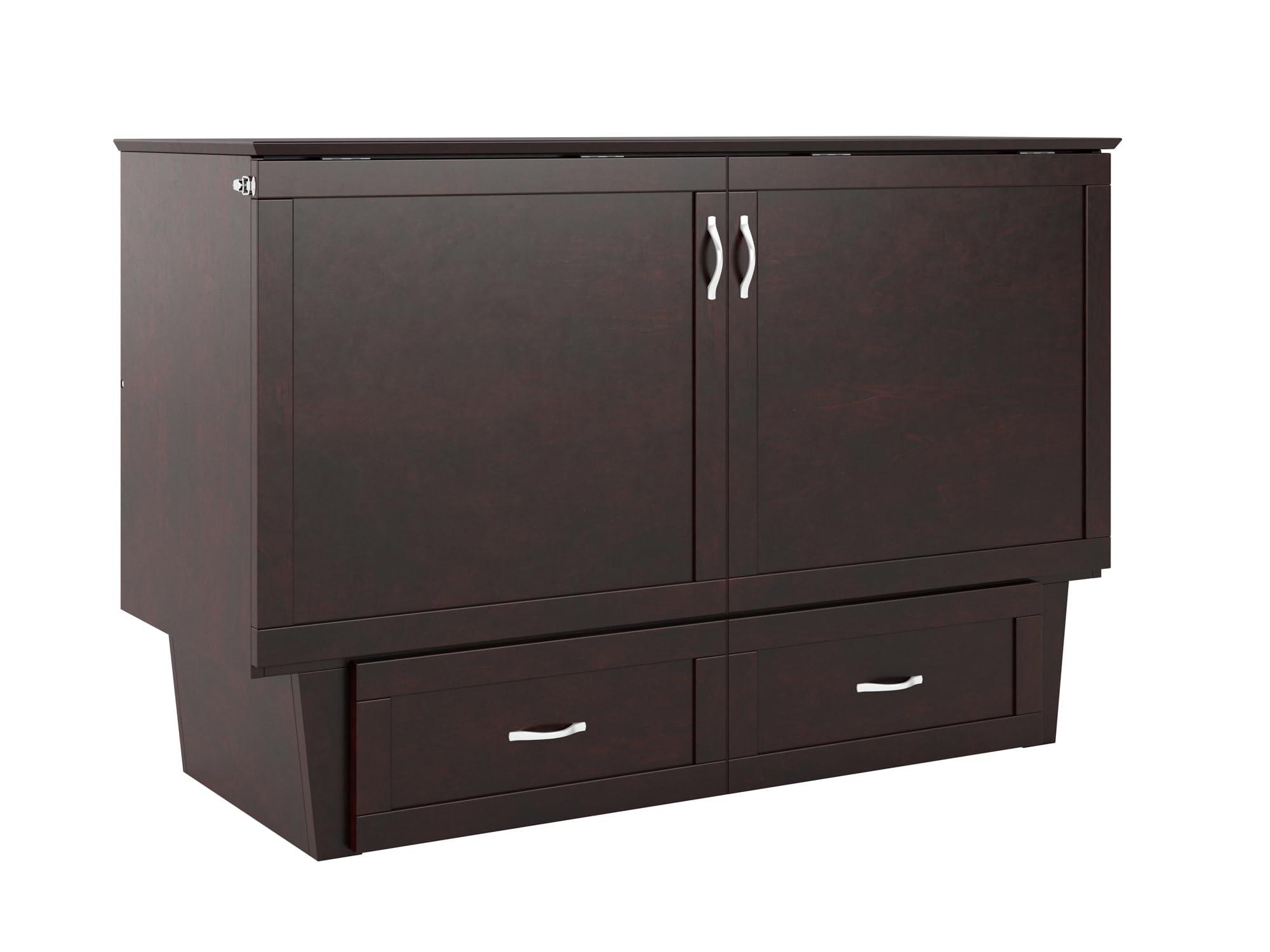 AFI AFI, Chelsea Mid-Century Modern Queen Solid Wood Murphy Bed Chest with Mattress in Espresso