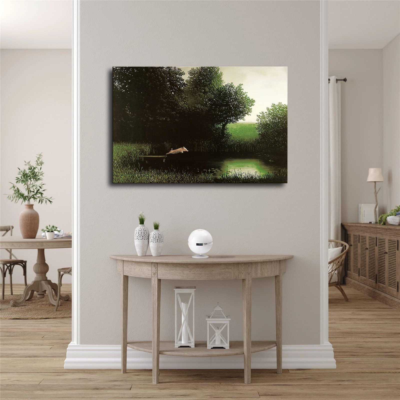 LINMEIQQ Peddler Diving Pig Michael Sowa Dock Flying Pig Animals Funny Poster Picture Art Print Canvas Wall Home Living Room Decor Mural Modern Classroom Kitchen Bedroom Aesthetics Decoration Boys Women Gift Unframed and Framed (08x12inch-No Framed)