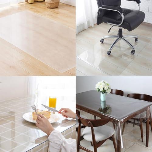 QCHIAN QCHIAN Desk Mat Transparent, Clear Desk Mat, Large Pad Table Protector, Non-Slip, Waterproof,Round Edges Desk Mat, for Kitchen Coffee Office Dining Table(Size:L(5.25ft) X W(3.28ft) X T(0.06"))