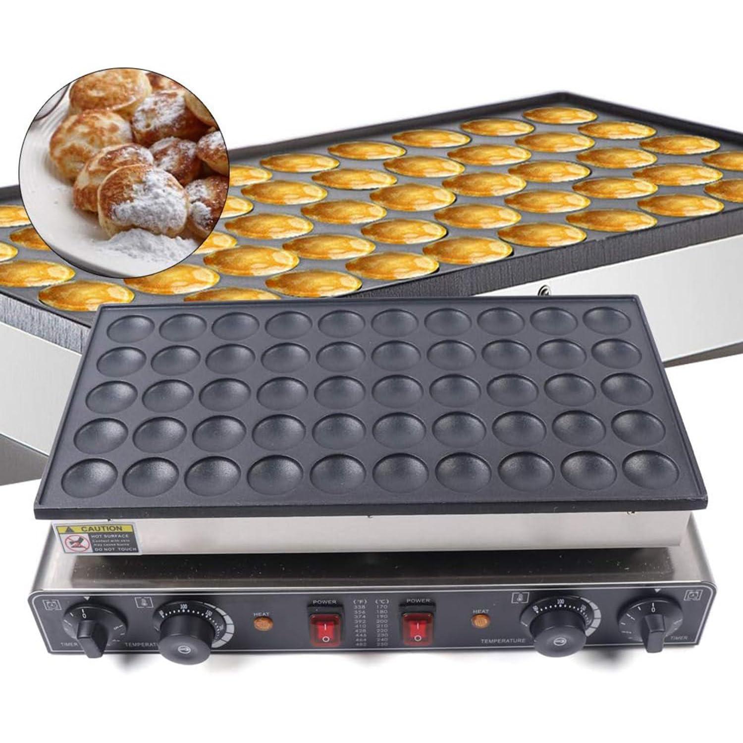 DAZULI 50-Hole Mini Dutch Pancakes Maker, Non-Stick Electric 50-Piece Mini Dutch Pancake Baker Maker Iron Machine