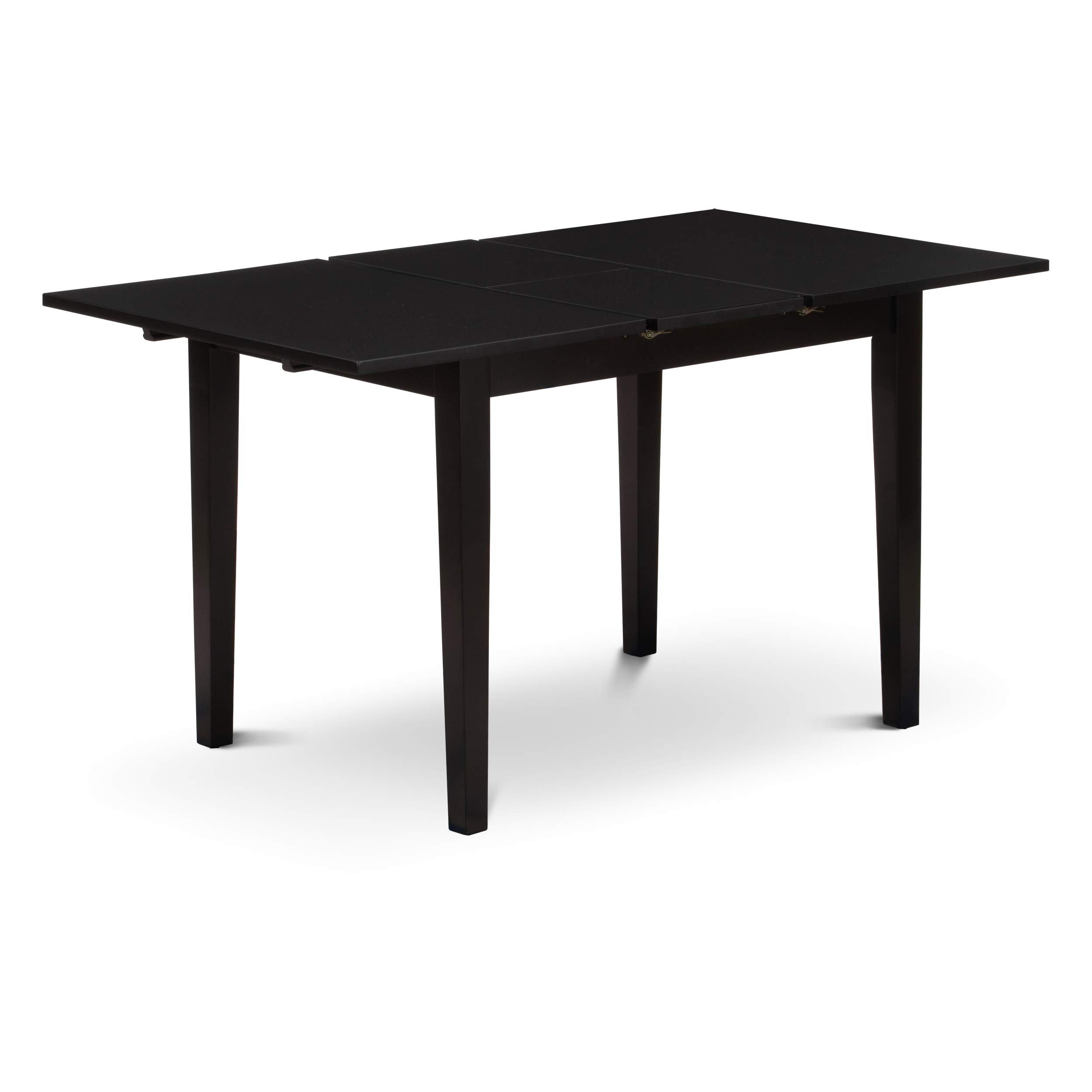East West Furniture East West Furniture NOCL5-BLK-W 5 Piece Dining Table Set for 4 Includes a Rectangle Kitchen Table with Butterfly Leaf and 4 Dinette Chairs, 32x54 Inch, Black