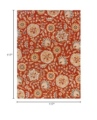 Surya Surya Athena ATH-5126 Hand Tufted Wool Square Floral and Paisley Area Rug, 9-Feet 9-Inch