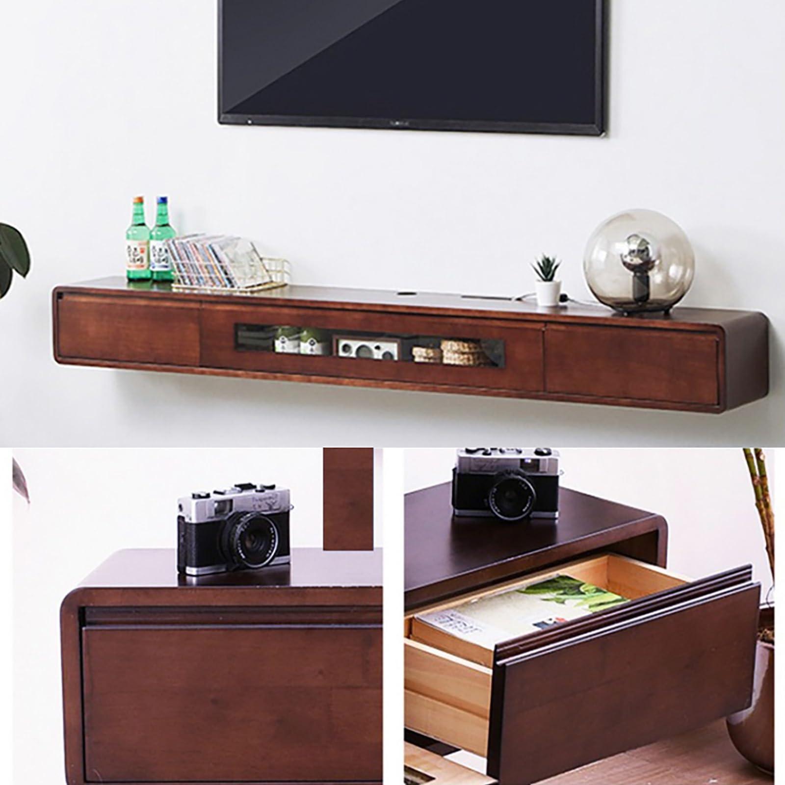 LIUSJMGH Floating TV Stand, Wall-Mounted Shelves for Under TV, Game & Media Console Cabinet for Cable Box, Entertainment Center for Living Room and Bedroom(Brown,240cm)