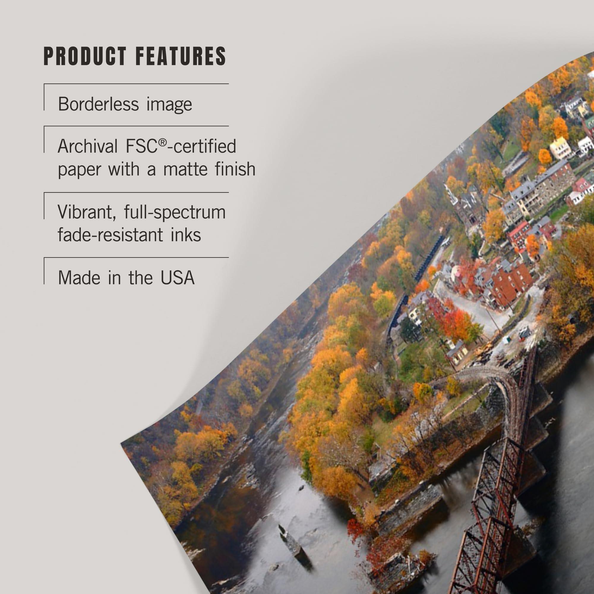 Lantern Press Lantern Press 36x54 Inch Giclee Art Print Wall Decor, Harpers Ferry, West Virginia, Bird\'s Eye View