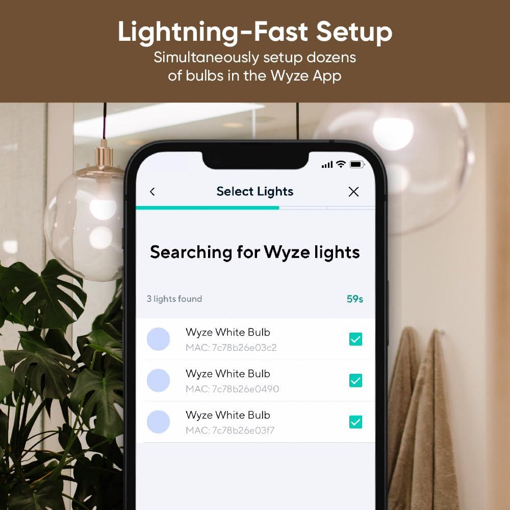 WYZE WYZE Bulb White, 800 Lumen, 90+CRI WiFi Tunable-White A19 Smart Light Bulb, Compatible with Alexa and Google Assistant, Four-Pack