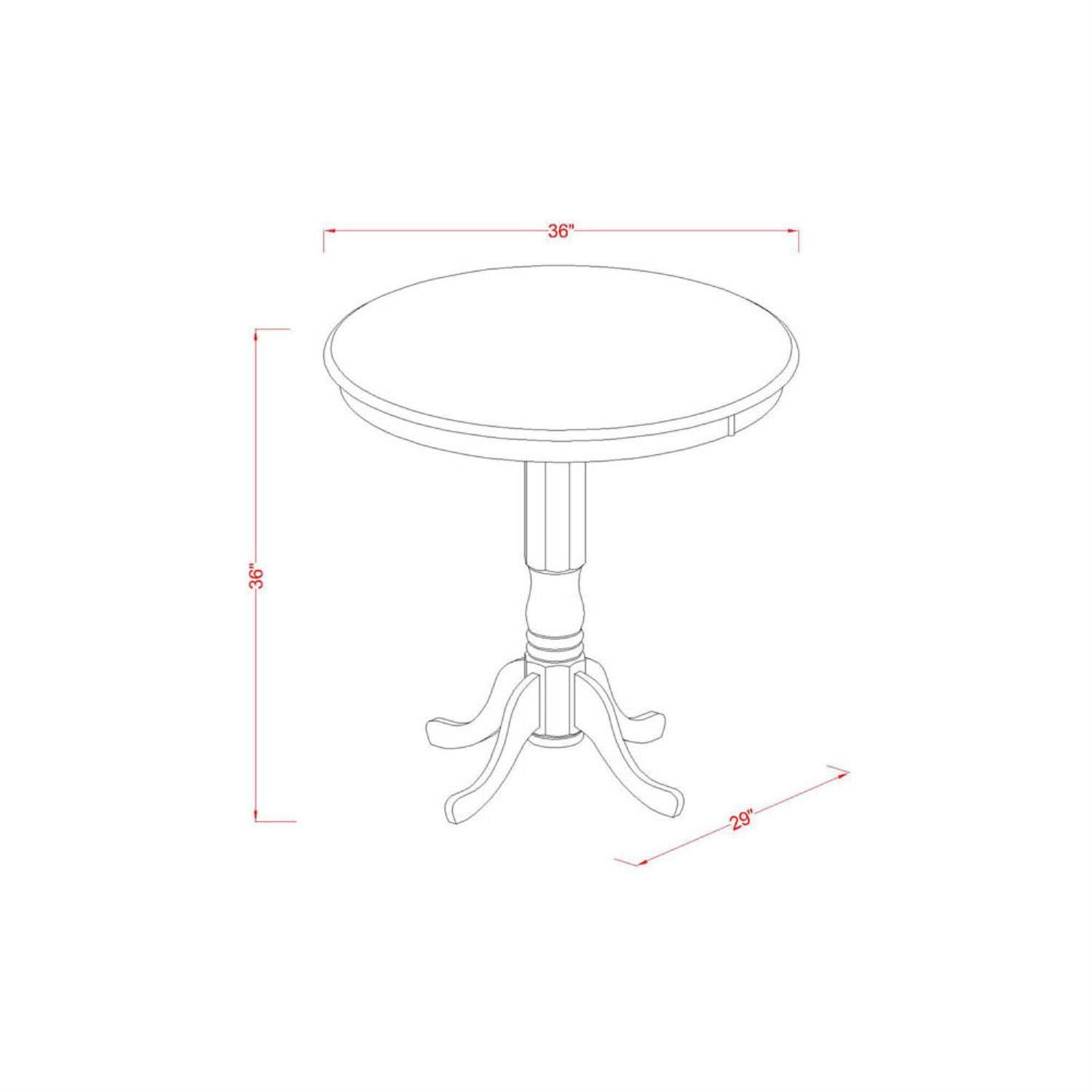 East West Furniture East West Furniture JAQU5-WHI-W 5 Piece Counter Height Dining Set Includes a Round Kitchen Table with Pedestal and 4 Dining Room Chairs, 36x36 Inch, Buttermilk & Cherry