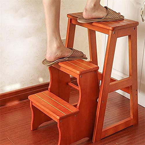 LUNEZY Folding Ladder 3-Tier Step Stool Wood Adult Foldable Bed Steps for High Beds for Adults Standing Shelf Units 300 lb Capacity