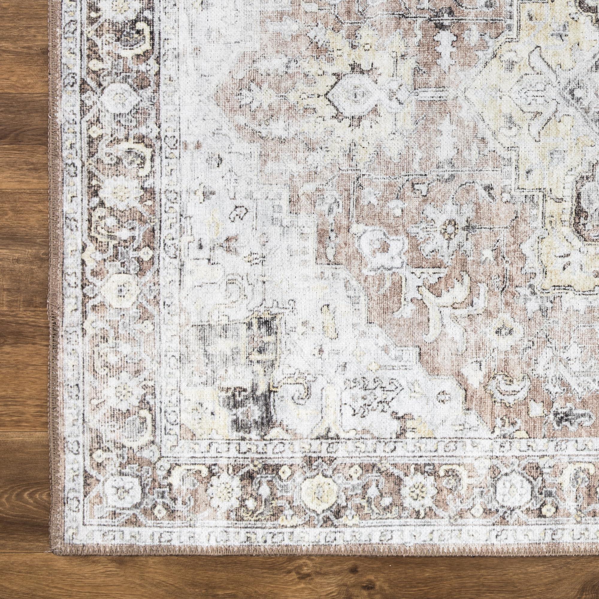 Bloom Rugs Bloom Rugs Washable Non-Slip 6' x 9' Rug - Blush/Beige Traditional Medallion Area Rug for Living Room, Bedroom, Dining Room, and Kitchen - Exact Size: 6' x 9'
