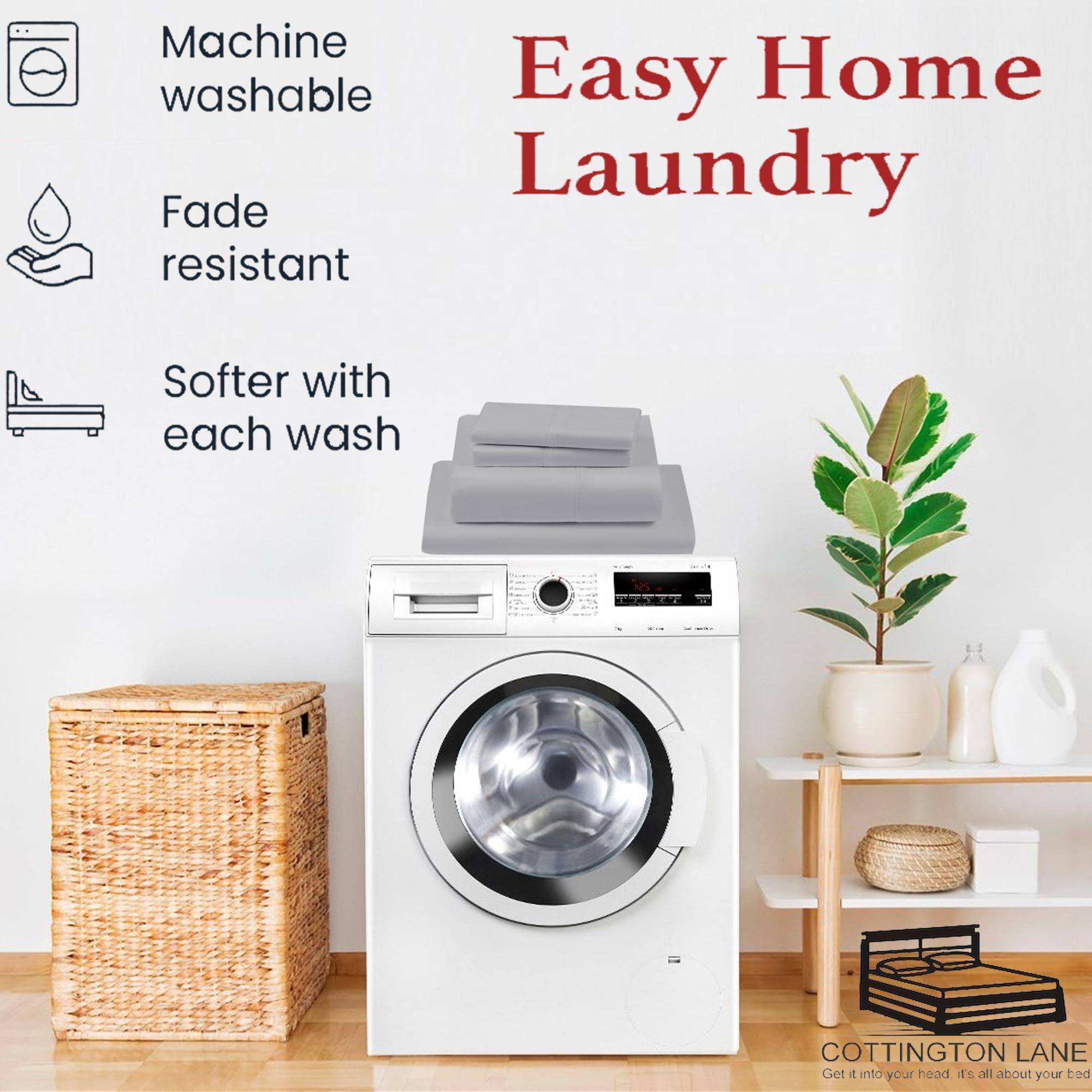 Cottington Lane Extra Deep Pocket California King Size Sheets - 22 Inch Extra Deep Pocket Fitted Sheet - 400 Thread Count 100% Egyptian Cotton - 22 Inch Extra Deep Sheets Calking - 4 PC Bed Sheets(Silver Grey Solid)