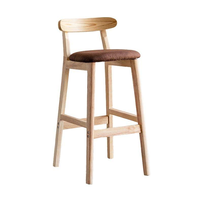 KWOKING KWOKING Scandinavian Wood Upholstered Counter Stools Bar Stools with Footrest Bar Stool Natural Solid Wood High Stool Shop Front Desk Bar Stool Nordic Low Back Bar Chair Coffee 4 Pieces Set