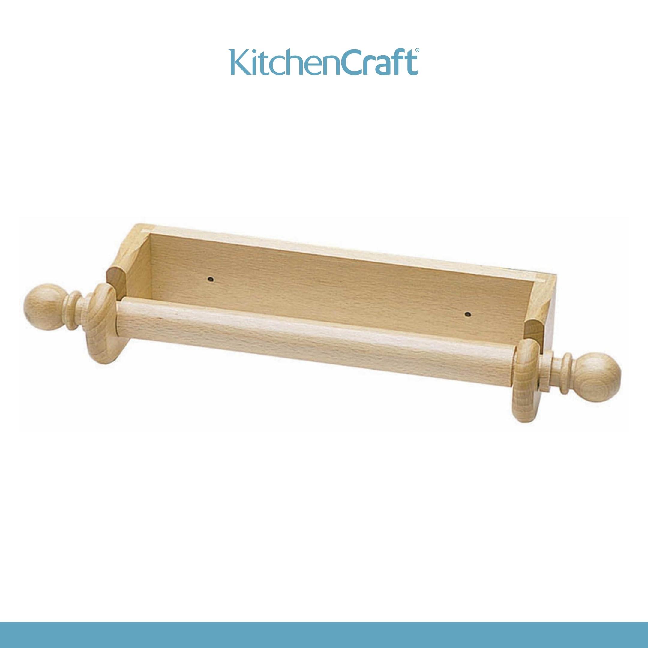 Kitchen Craft KitchenCraft Wall Mounted Kitchen Roll Holder to Fit 25 cm Paper Towels, Beechwood, Brown