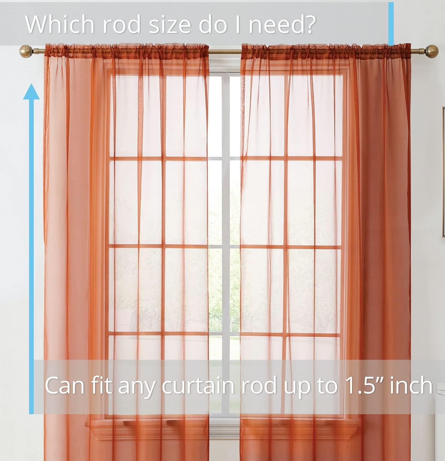 HLC.ME HLC.ME Rust Burnt Orange Sheer Voile Window Treatment Rod Pocket Curtain Panels for Bedroom and Living Room (54 x 84 inches Long, Set of 2)