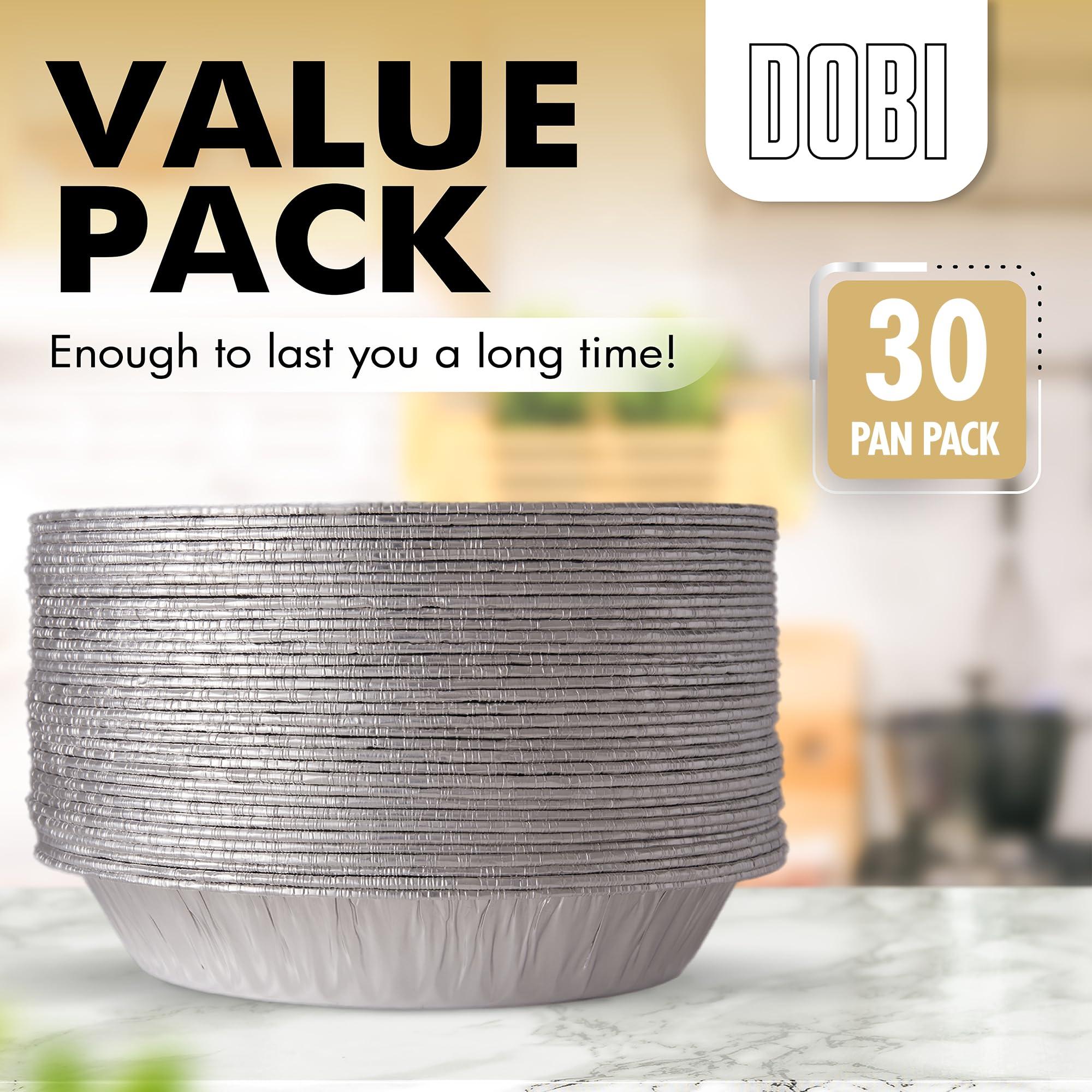 DOBI 9\" Pie Pans [30 Pack] - Heavy Duty Standard-Sized Disposable Aluminum Foil Pie Tins for Baking and Serving
