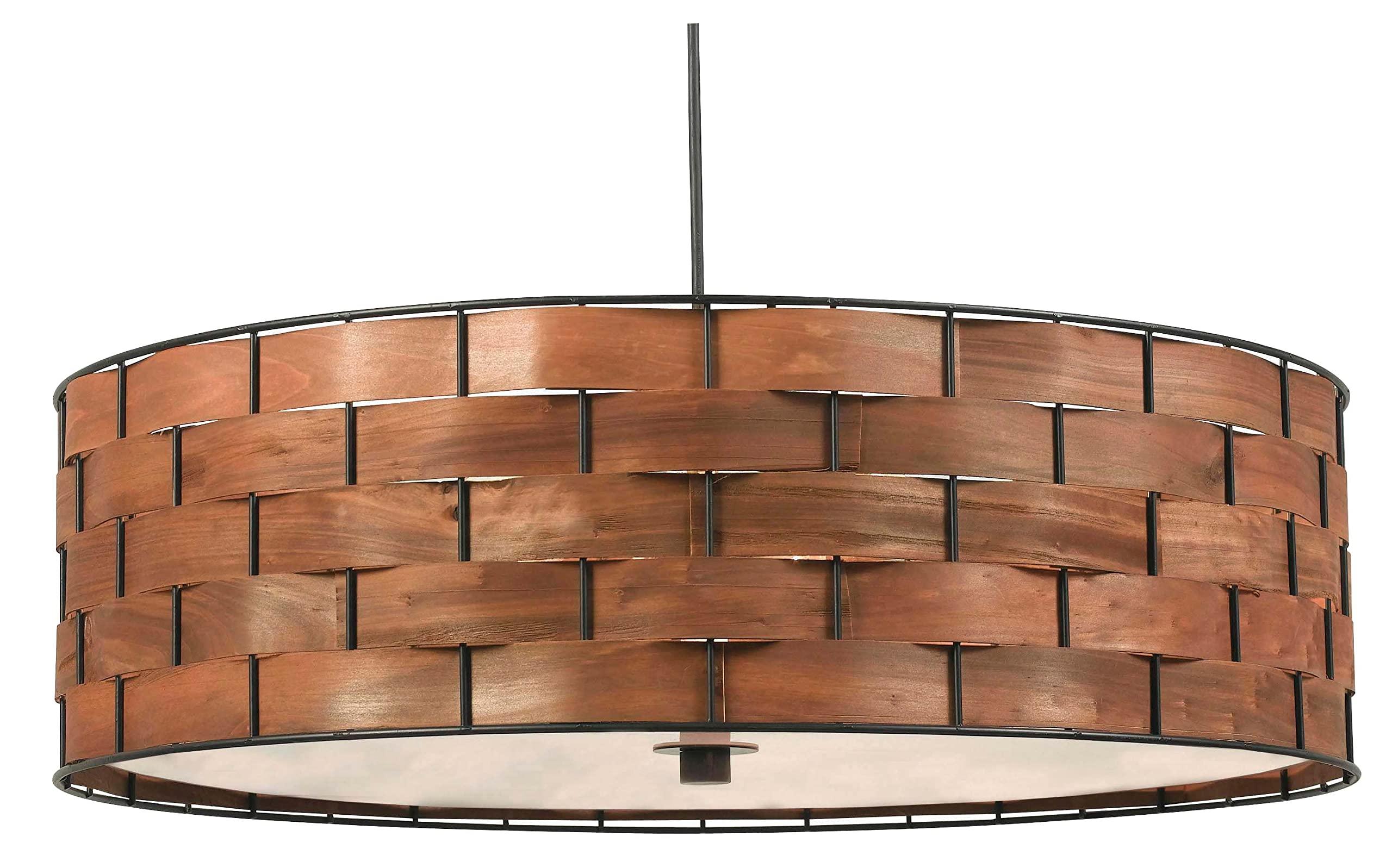 Kenroy Home Kenroy Home 92038DWW Shaker 3 Light Pendant with Brown Finish, Casual Style, 7" Height, 24" Width, 24" Depth, Large, Dark Woven Wood