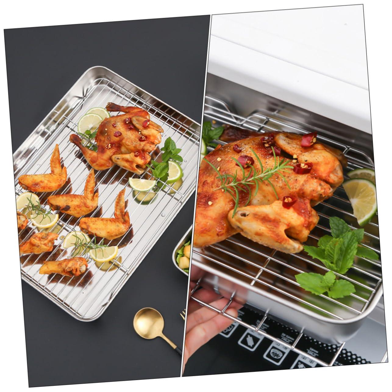 DECHOUS DECHOUS Stainless Steel Deep Broiler Pan for Oven Bread Baking Pan Net Rack Multifunctional Baking Tray Easy Clean Dishwasher Safe
