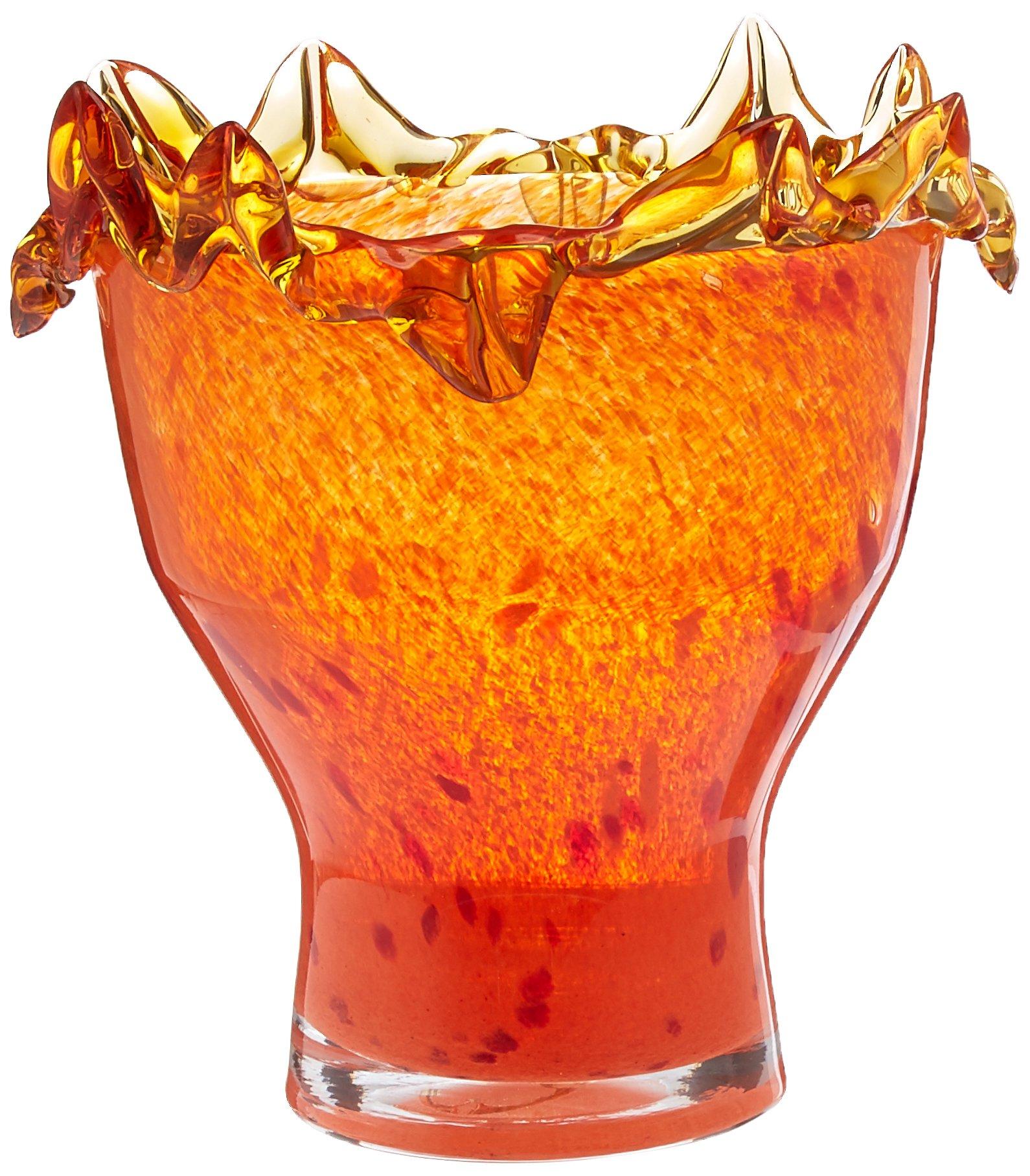 OK Lighting OK Lighting 8.75 Inch RNUM-Inch Orange Glass Decorative Fruit Bowl