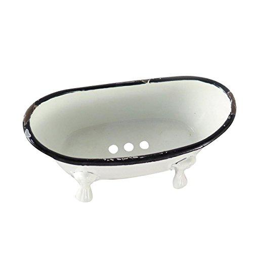 Foreside Home and Garden Foreside Home & Garden Black Rim White Enamel Bathtub Soap Dish